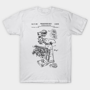 Old Bridgeport Mill Machine Patent 1962 cnc machinist gift T-Shirt